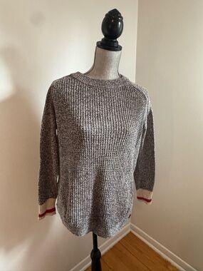 Roots Grey Marled Crewneck Sweater with Red Trim